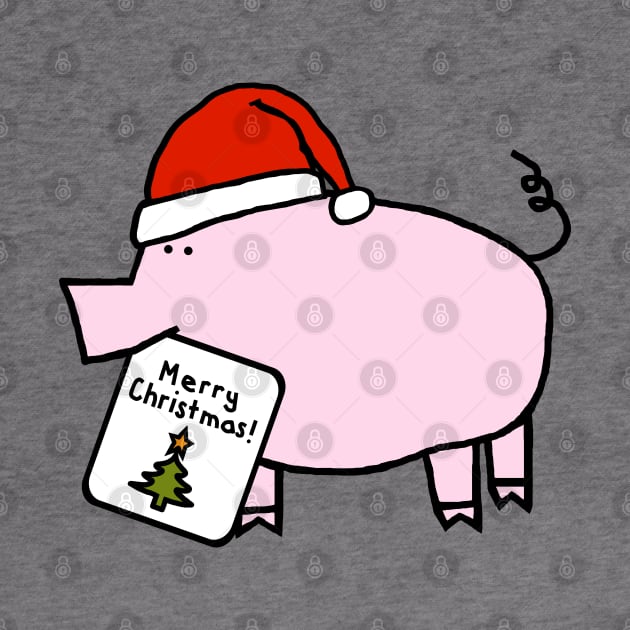 Cute Pig Says Merry Christmas by ellenhenryart